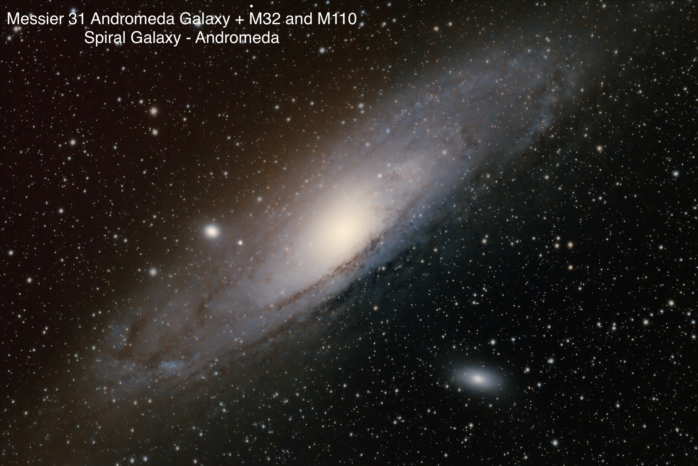 Messier 31 Andromeda Galaxy, Messier 32 and Messier 10 Spiral galaxy Constellation Andromeda