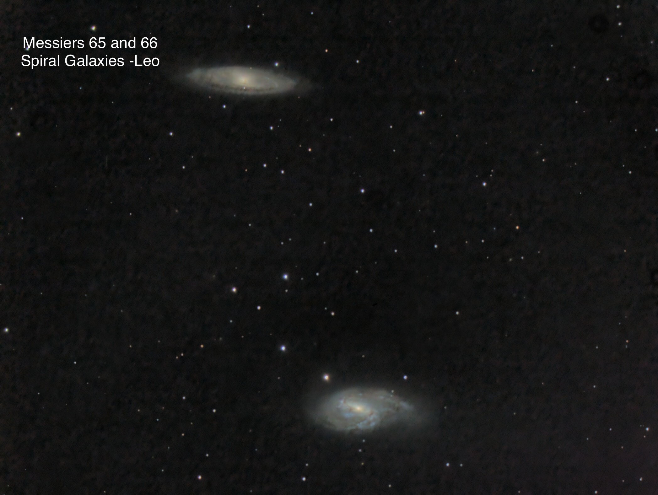 Messier 65 & Messier 66 Spiral galaxies Constellation Leo