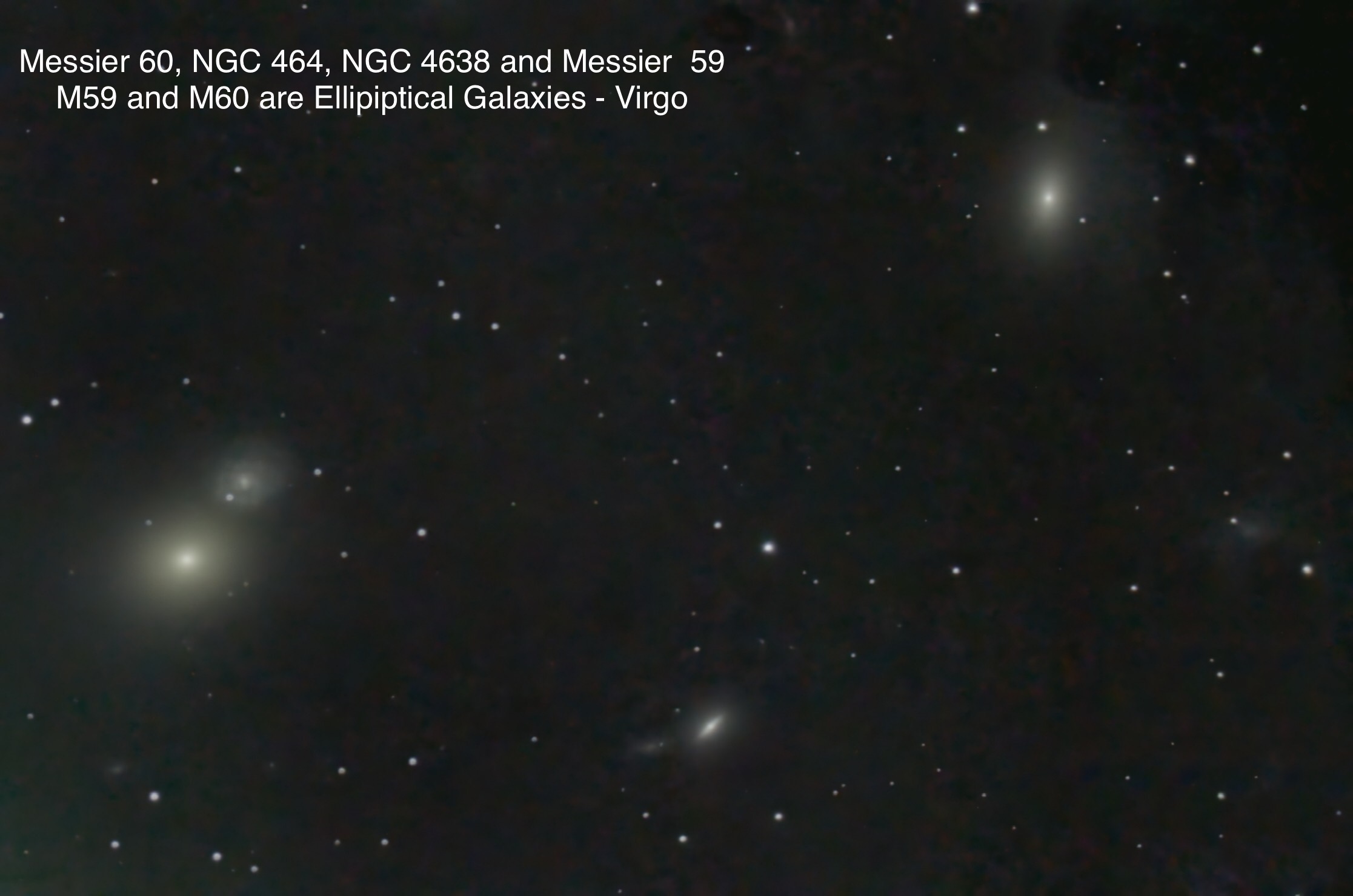 Messieur 60, NGC 464, NGC 463 & Messier 50 Elliptical galaxies Constellation Virgo