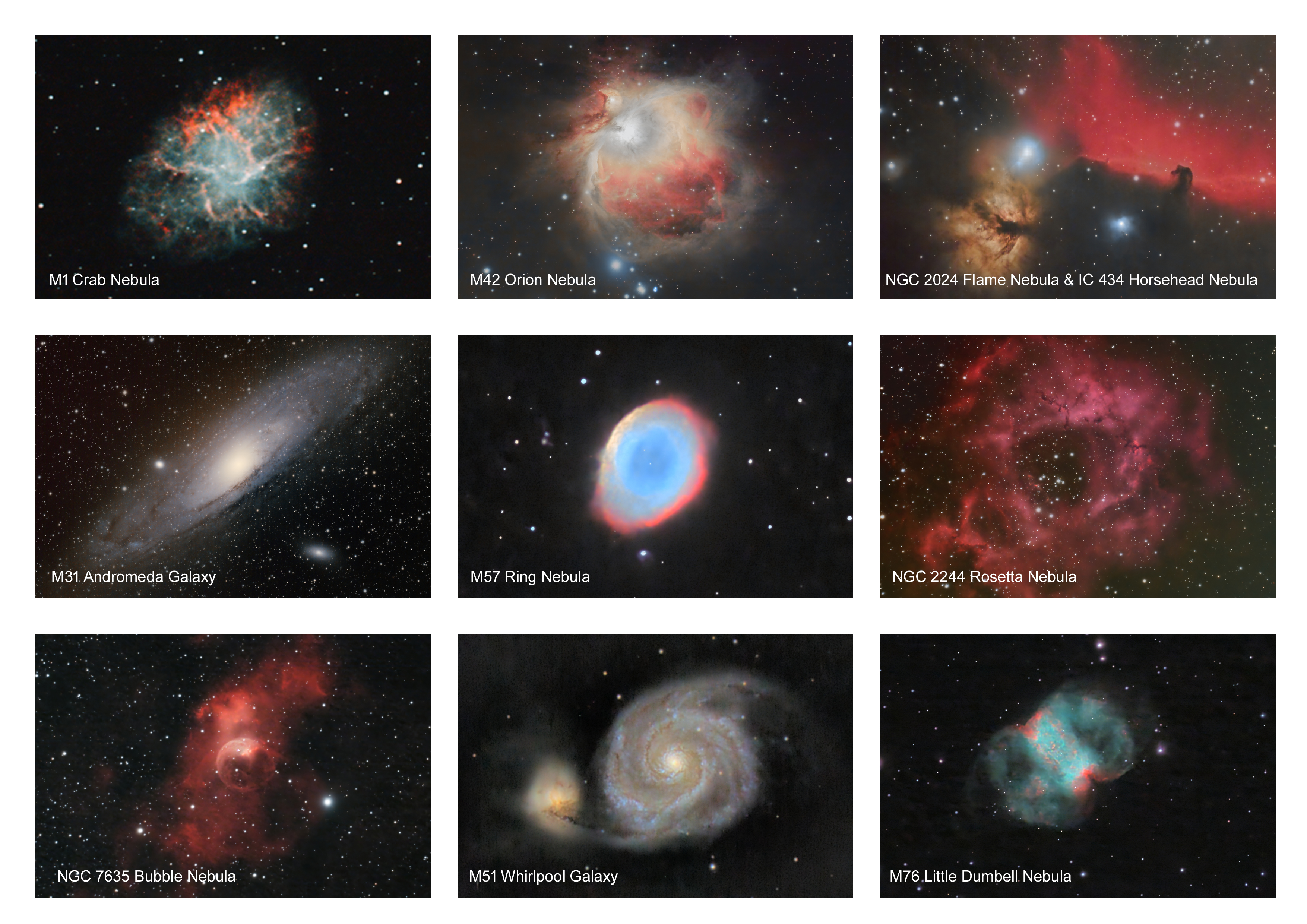 Selection of deep sky objects