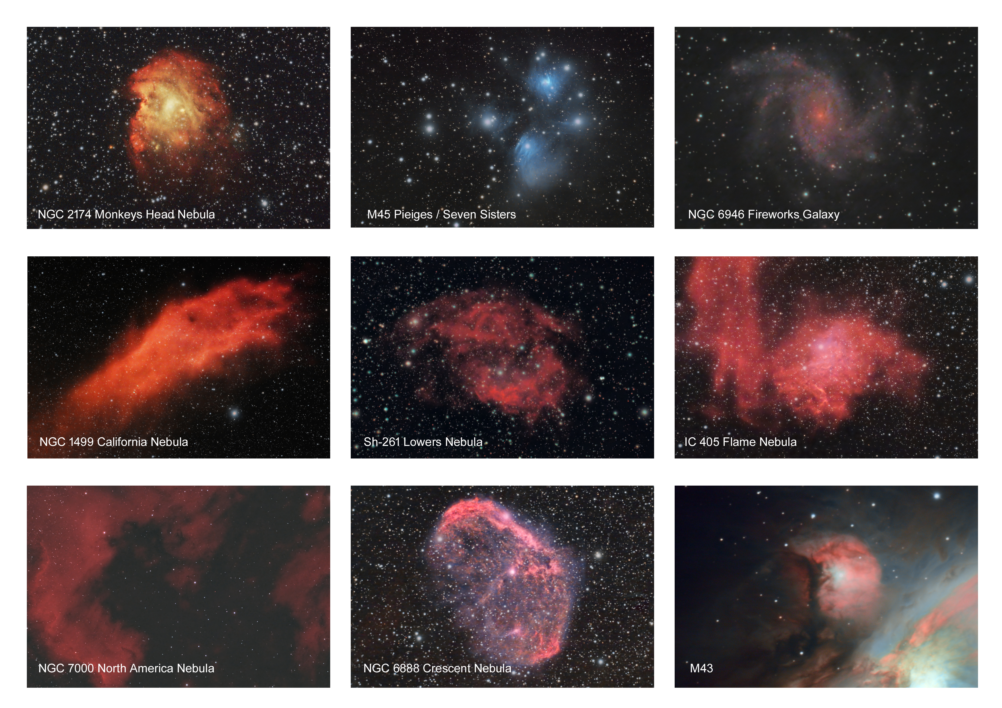 Selection of deep sky objects