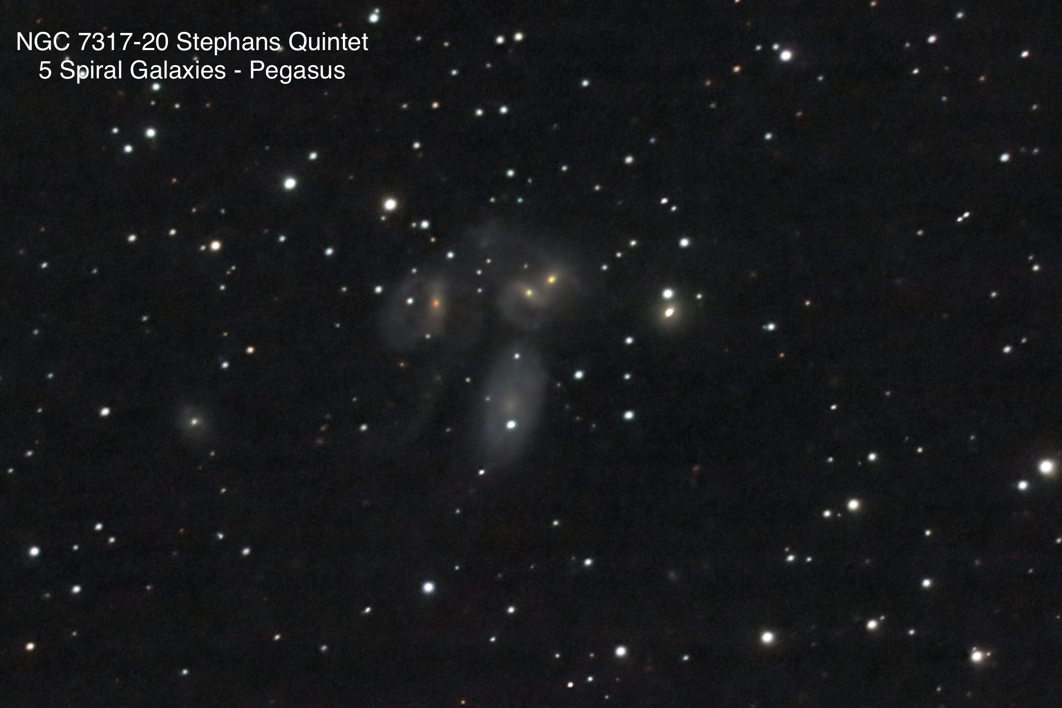 NGC 7317 - 20 Stephans Quintet 5 Spiral galaxies Constellation Pegasus