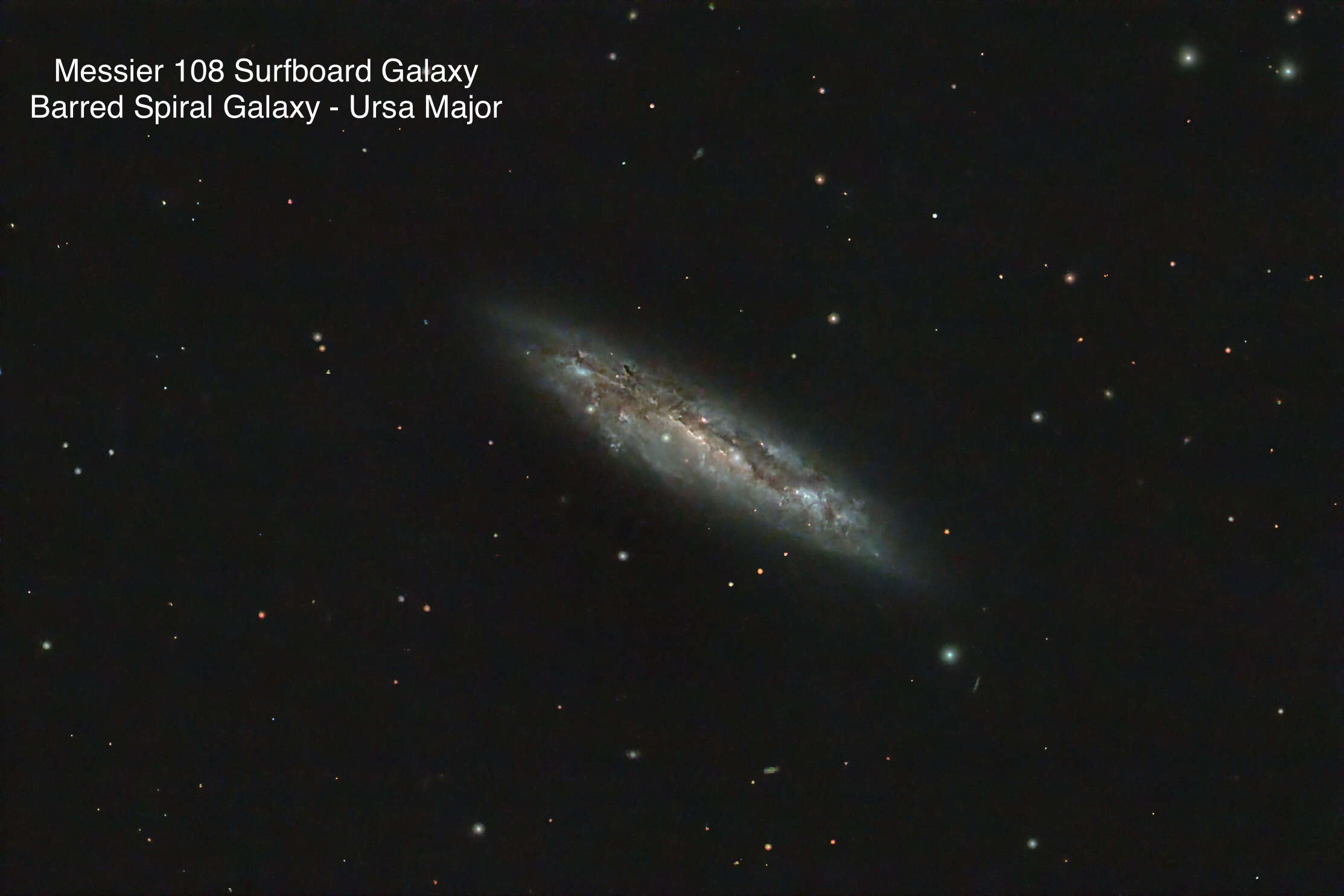 Messier 108 Surfboard Galaxy Barred Spiral galaxy Constellation Ursa Major
