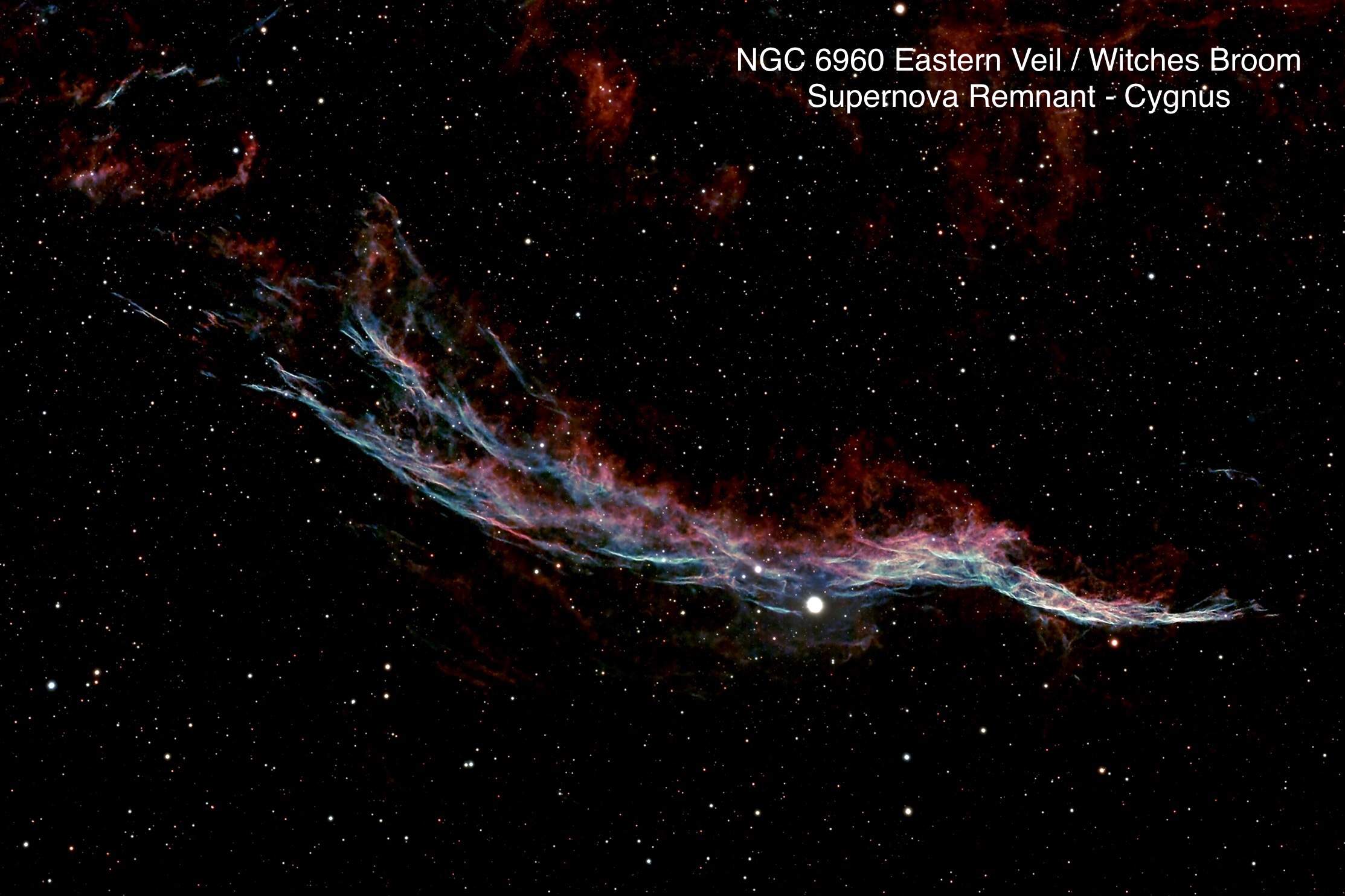NGC 6960 Eastern Veil / Witches Broom Supernova Remnant Constellation Cygnus