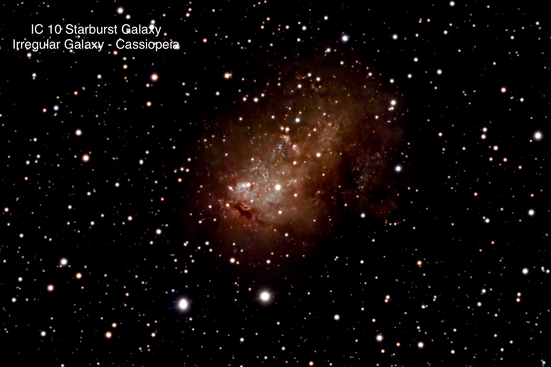 IC 10 Starburst Galaxy Irregular galaxy Constellation Cassiopeia