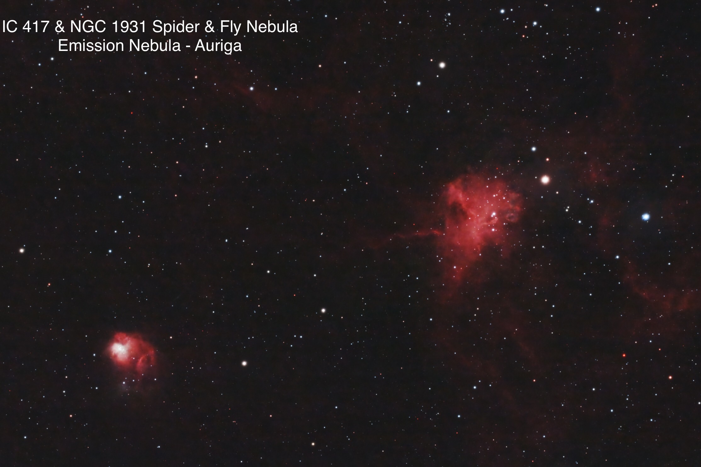 IC 417 and NGC 1931 Spider & Fly Nebula Emission nebula Constellation Auriga