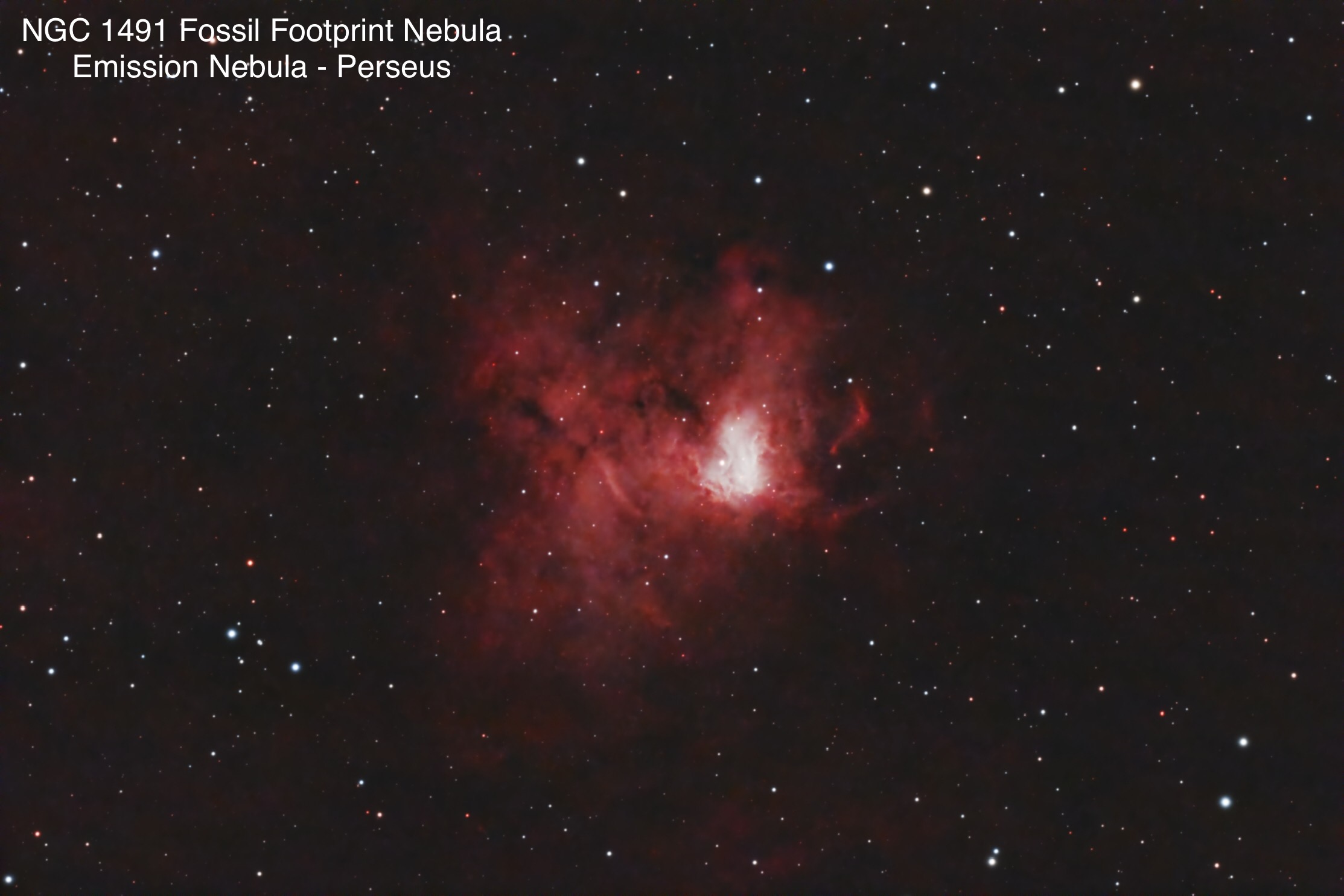 NGC 1491 Fossil Footprint Nebula Emission nebula constellation Perseus