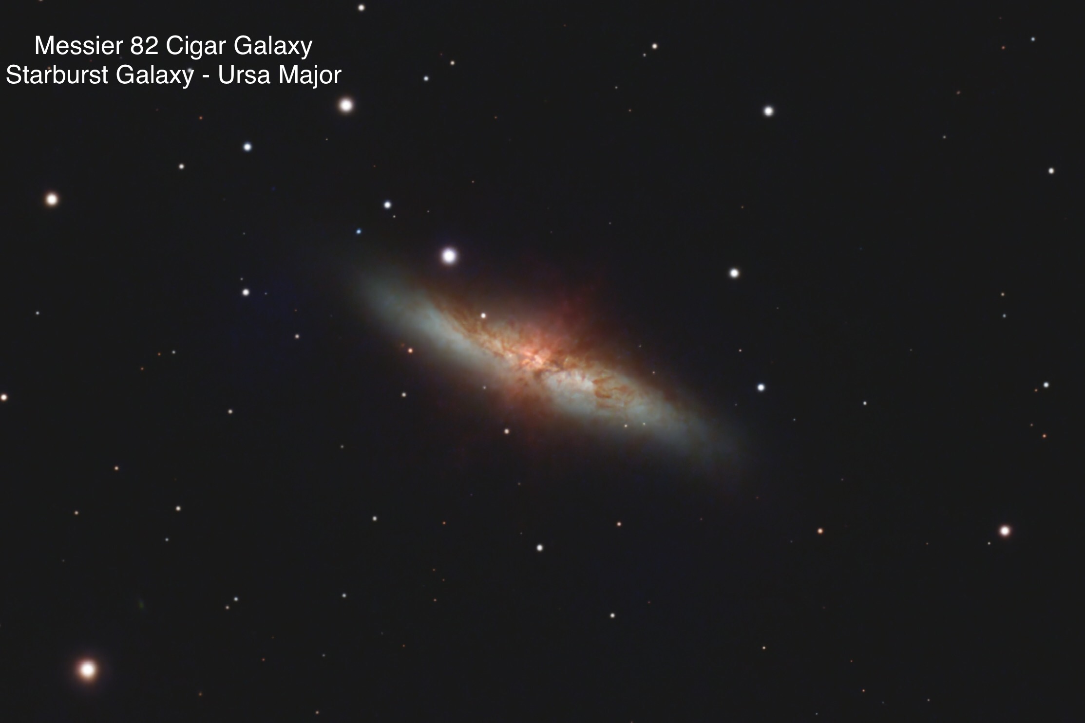 Messier 82 Cigar Galaxy Starburst Galaxy. Ursa Major constellation