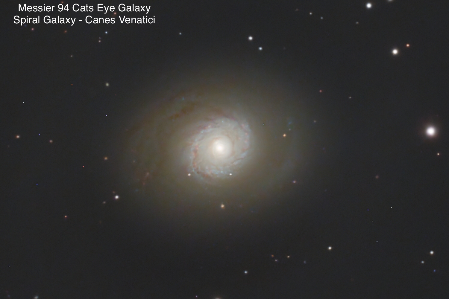 Messier 94 Cats Eye Galaxy. Spiral Galaxy. Canes Venatici constellation