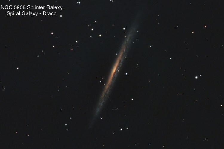 NGC 5906 Splinter Galaxy. Spiral Galaxy found in constellation Draco.